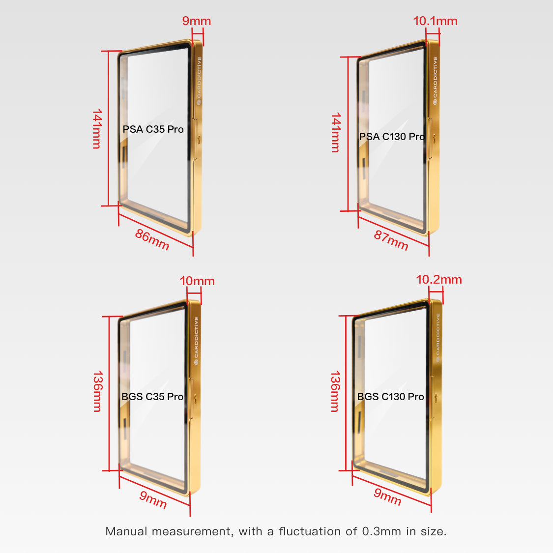 Carddictive Pro slab protector measurements and fit guide